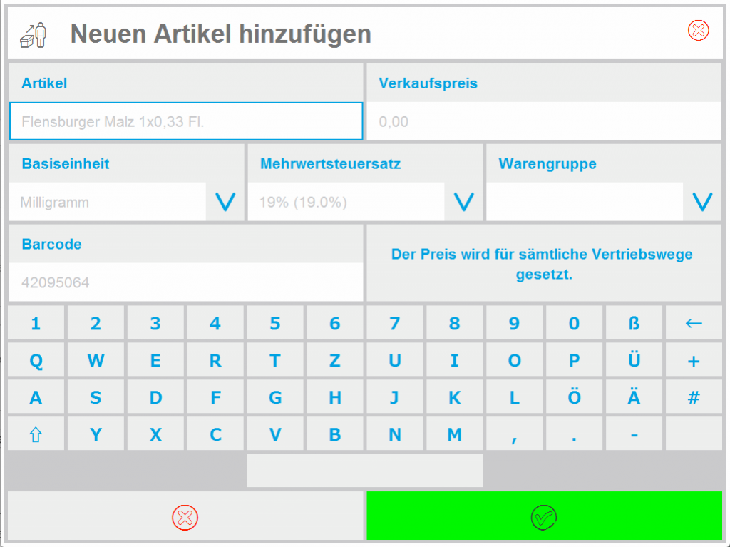 Artikelschnellanlage